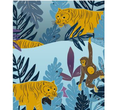 Tigre og aper rullegardin barn - Tenstickers