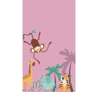 "boho" barnejungel dyr rullegardin - Tenstickers