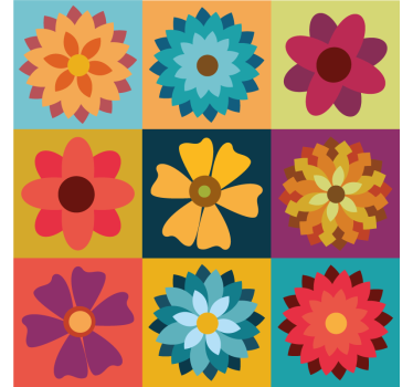 Fargede blomsterfliser kjøkken rullegardin - Tenstickers