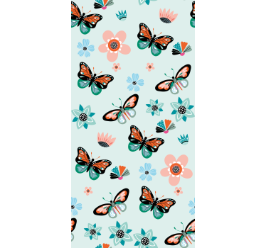 Sommerfugler og blomster barn rullegardin - Tenstickers