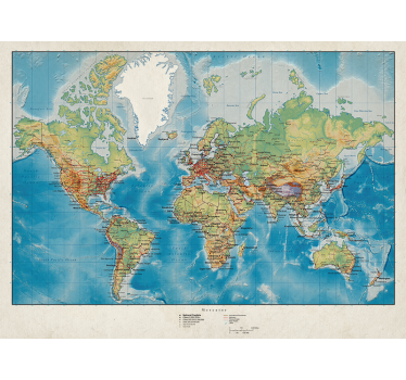 Mercator rullegardin verdenskart - Tenstickers