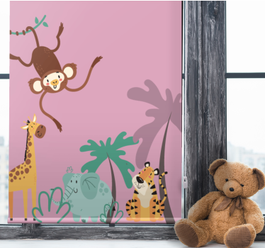 "boho" barnejungel dyr rullegardin - Tenstickers