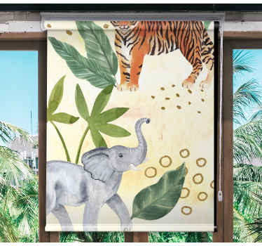 Akvarell safari dyr dyr rullegardin - Tenstickers