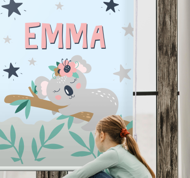 Baby koala med navn rullegardin barn - Tenstickers