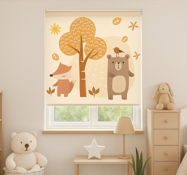 Beige skogsdyr rullegardin barn - Tenstickers