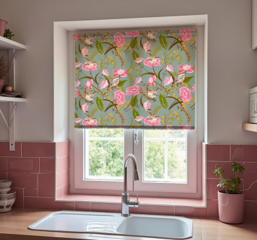 Blomster rullegardin kjøkken - Tenstickers