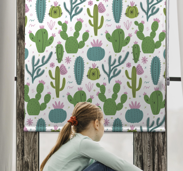 Blomsterkaktus rullegardin - Tenstickers
