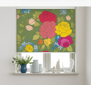 Blomstermønster med roser rullegardin kjøkken - Tenstickers