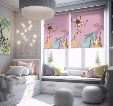 "boho" barnejungel dyr rullegardin - Tenstickers
