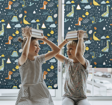 Dinosaurer og palmer barn rullegardin - Tenstickers