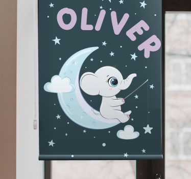Elefant og stjerner personlig rullegardin - Tenstickers