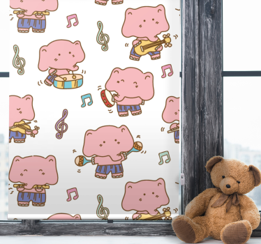 Elefantmusiker mønster barn rullegardin - Tenstickers