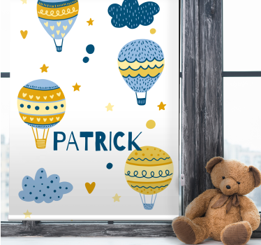 Enkle ballonger med stjerner og skyer tegning rullegardin - Tenstickers