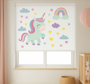 Fargerik enhjørningsdesign rullegardin barn - Tenstickers