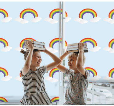 Fargerik regnbue og skyer barn rullegardin - Tenstickers