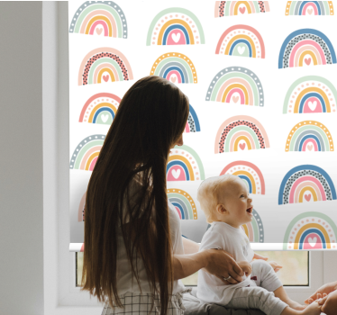 Fargerikt minimalistisk regnbue mønster barn rullegardin - Tenstickers