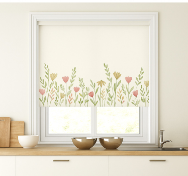 Feltblomster grensen rullegardin kjøkken - Tenstickers