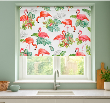 Flamingo tropisk mønster rullegardin kjøkken - Tenstickers