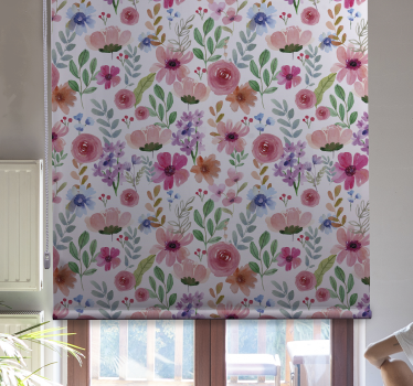 Flerfarget blomster kjøkken rullegardin - Tenstickers