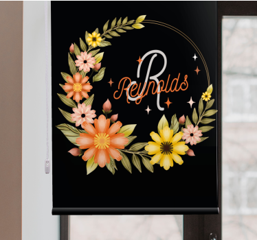 Elegant initial og navn rullegardin blomster - Tenstickers
