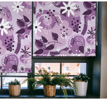 Forskjellig lilla blomster rullegardin - Tenstickers