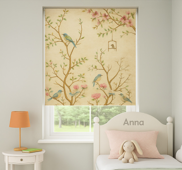 Fugler blomster grener rullegardin barn - Tenstickers