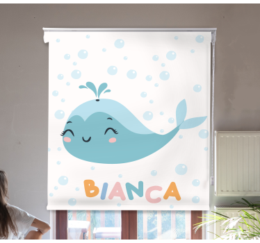 Glad hval med navn rullegardin kunst - Tenstickers