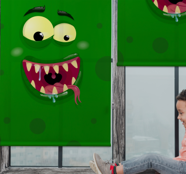 Grønt monster moro barn rullegardin - Tenstickers