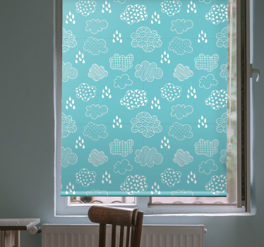 Hvit og lyseblå himmel skyer rullegardin - Tenstickers