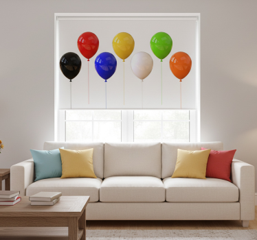 Hvit rullegardin 3d realistisk fargeballong - Tenstickers