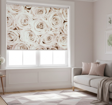 Hvit rullegardin med elegant rosa blomstermønster - Tenstickers