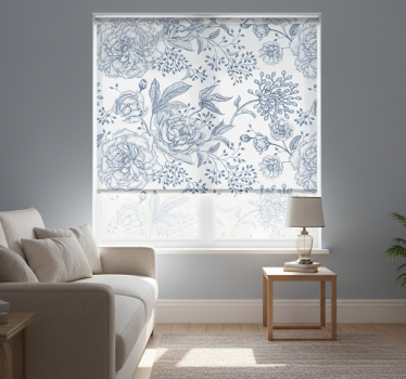 Hvit rullegardin med retro blomsterdesign - Tenstickers