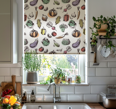 Ingredienser mønster retro stil rullegardin kjøkken - Tenstickers