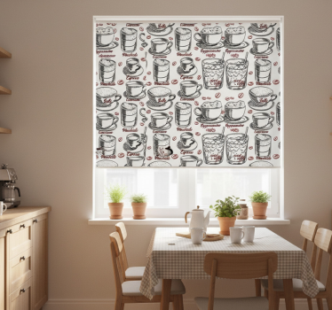 Kaffemønster rullegardin kjøkken - Tenstickers