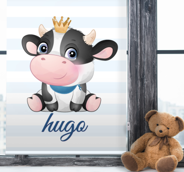 Kronet ku med navn rullegardin barn - Tenstickers