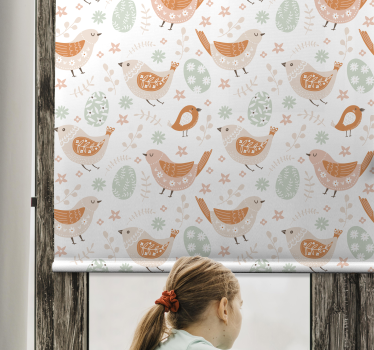 Minimalistiske nordiske småfugler barn rullegardin - Tenstickers