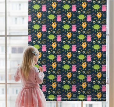 Morsom fargerik romvesen illustrasjon barn rullegardin - Tenstickers