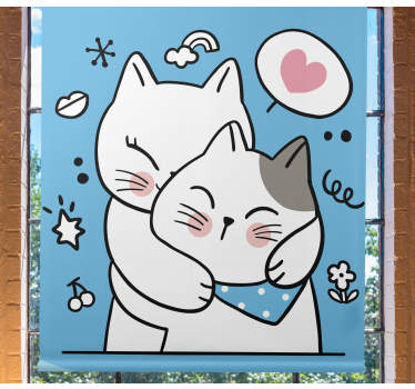 Nydelige katter som klemmer barn rullegardin - Tenstickers
