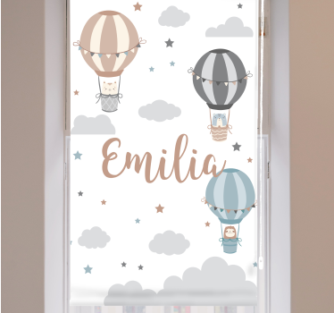 Pastellfarge ballonger og skyer tegning rullegardin - Tenstickers