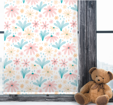 Pastellfarget blomstermønster barn rullegardin - Tenstickers