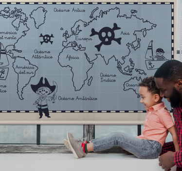 Pirat verdenskart rullegardin - Tenstickers