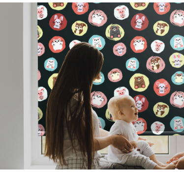 Prikker med tegn inne i rullegardin barn - Tenstickers