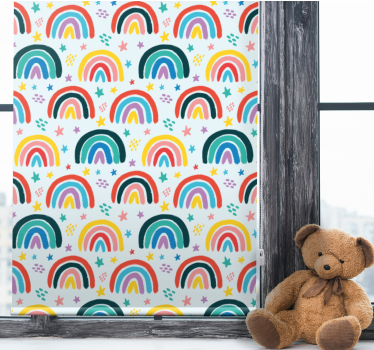 Blå regnbuemønstre rullegardin barn - Tenstickers