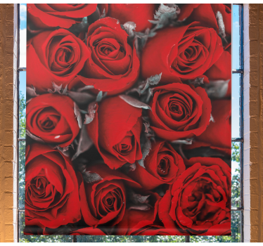 Røde roser romantisk blomster rullegardin - Tenstickers