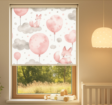 Pastellballonger og skyer rullegardin barn - Tenstickers