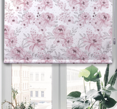 Rosa blomster rullegardin - Tenstickers