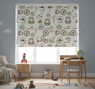 Rullegardin barn campingbag skål hodelykt kompass - Tenstickers