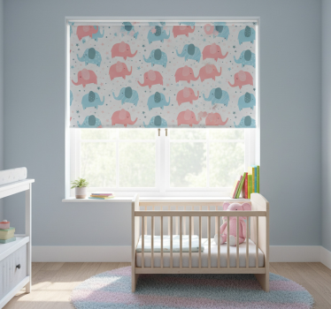 Rullegardin barn elefant rosa og blå - Tenstickers