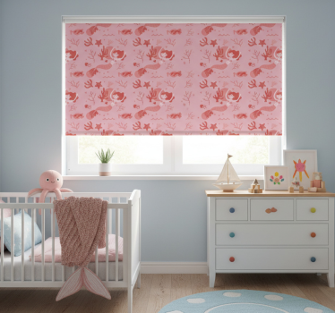 Rullegardin barn havfrue rosa vinkende og smilende - Tenstickers