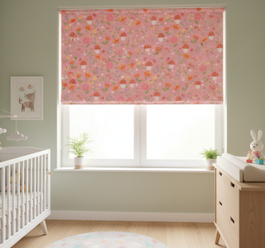 Rullegardin barn med blomster og sopper mønster - Tenstickers